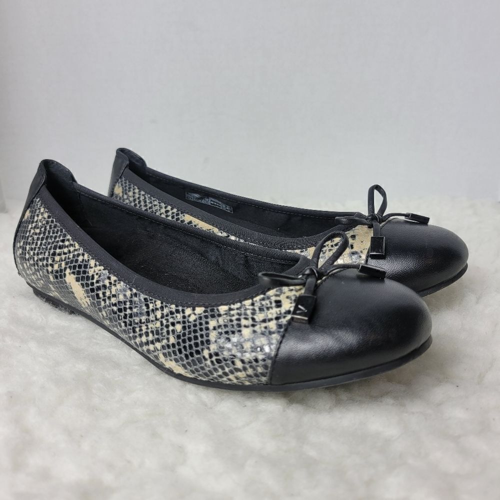 Vionic Minna Women's Size 7.5 Ballet Flat Black Snake Shoes